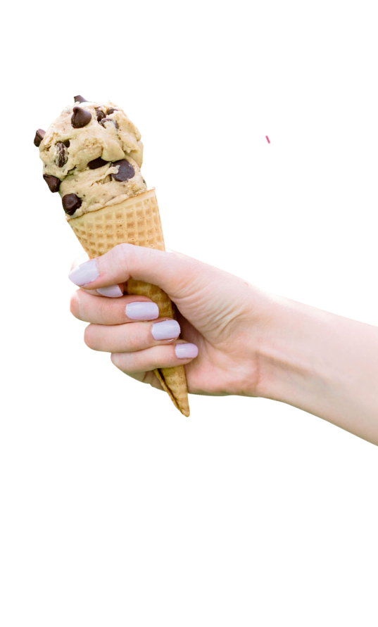 nobaked cookie dough cone hand